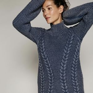 FREE PEOPLE Distressed Blue Back to Back Sweater Mini Dress